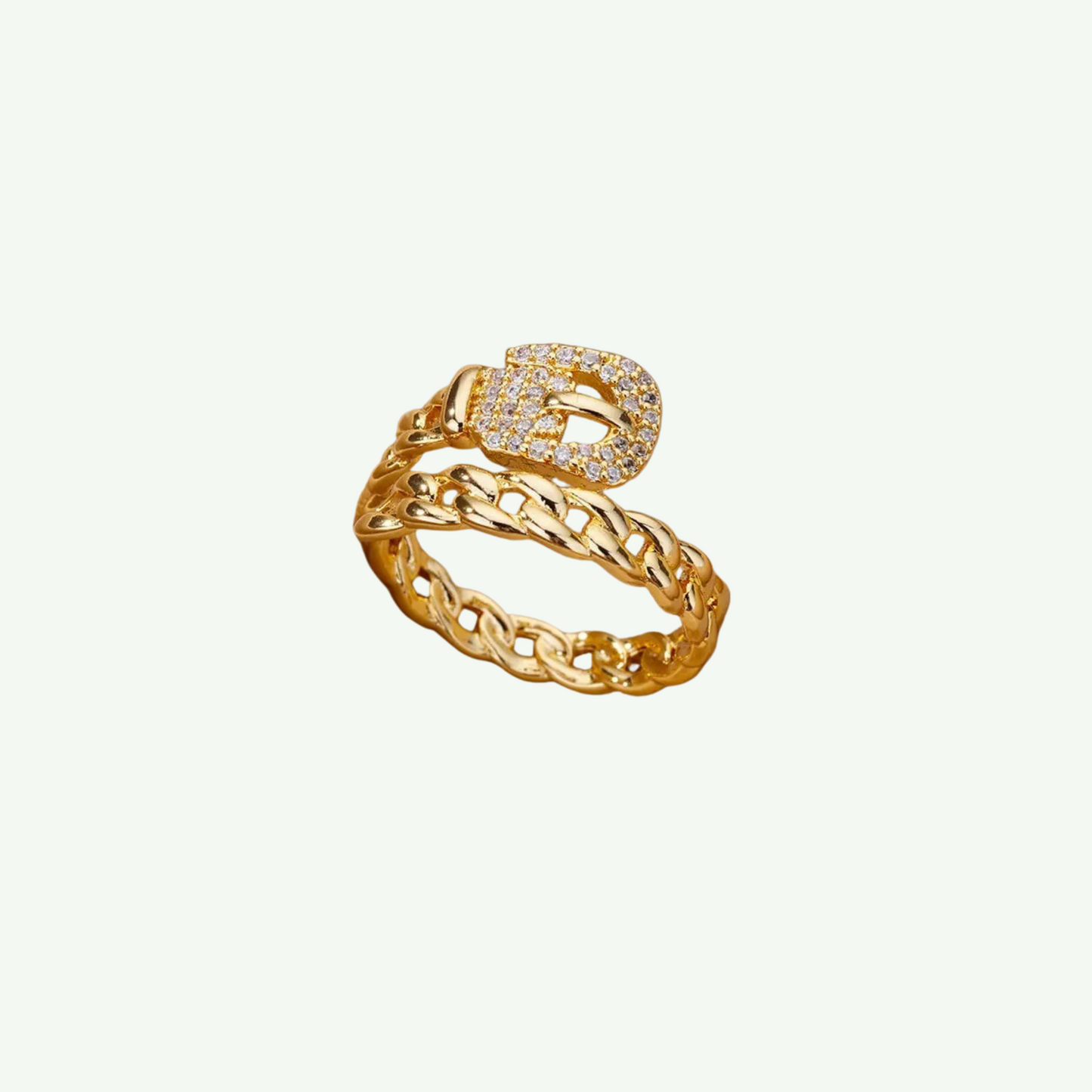 Gilded Buckle Chain Ring