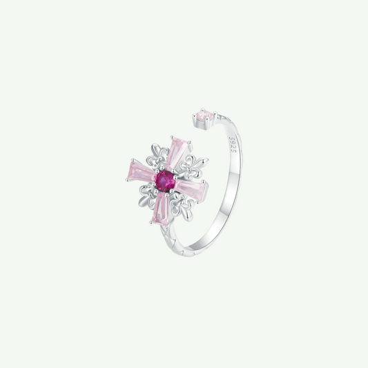 Iris Blossom Cross Ring